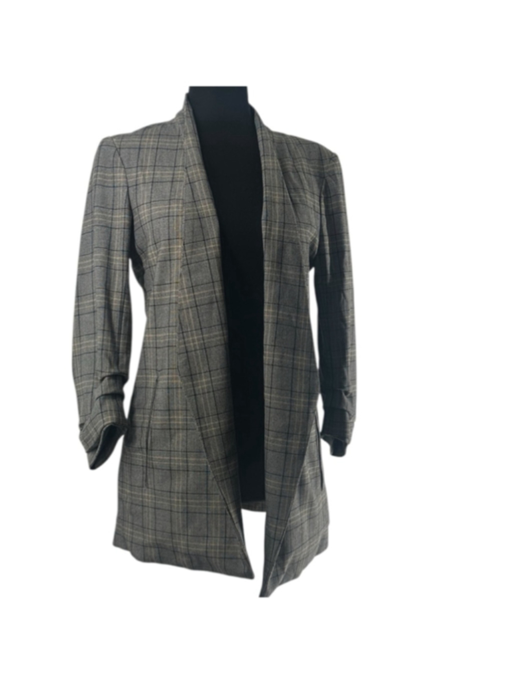 Aritzia Babaton power check blazer Monochrome plaid academia minimalist Sz 2
